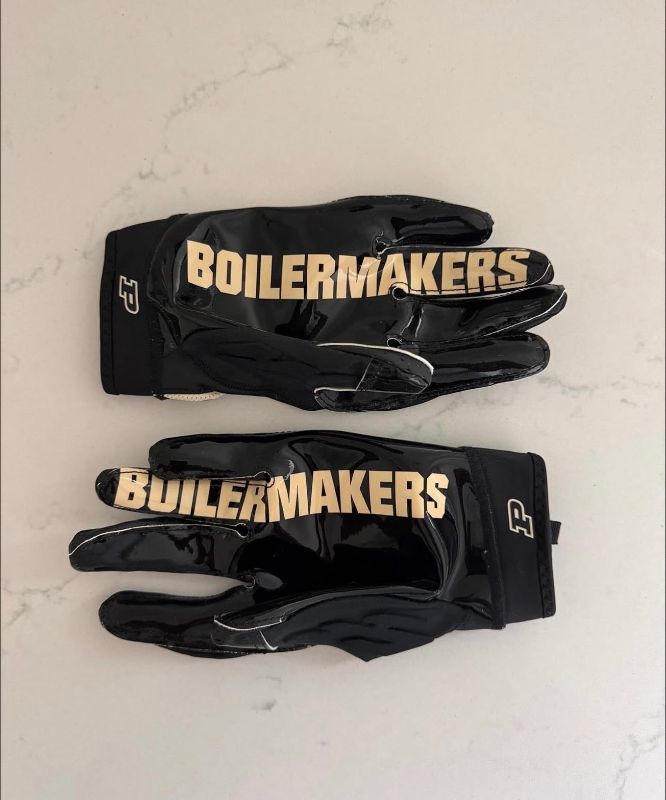 Football gloves for the college for Purdue