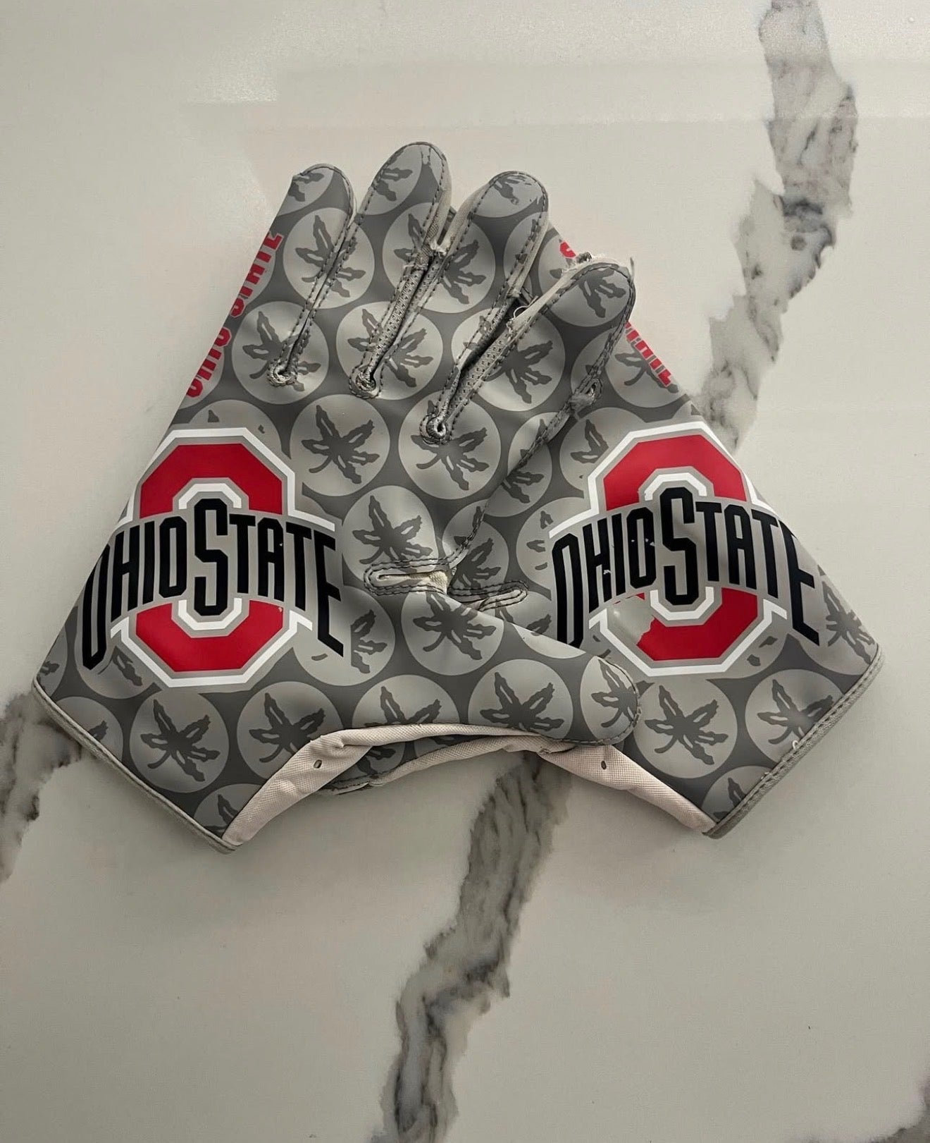 Gray Ohio state football gloves