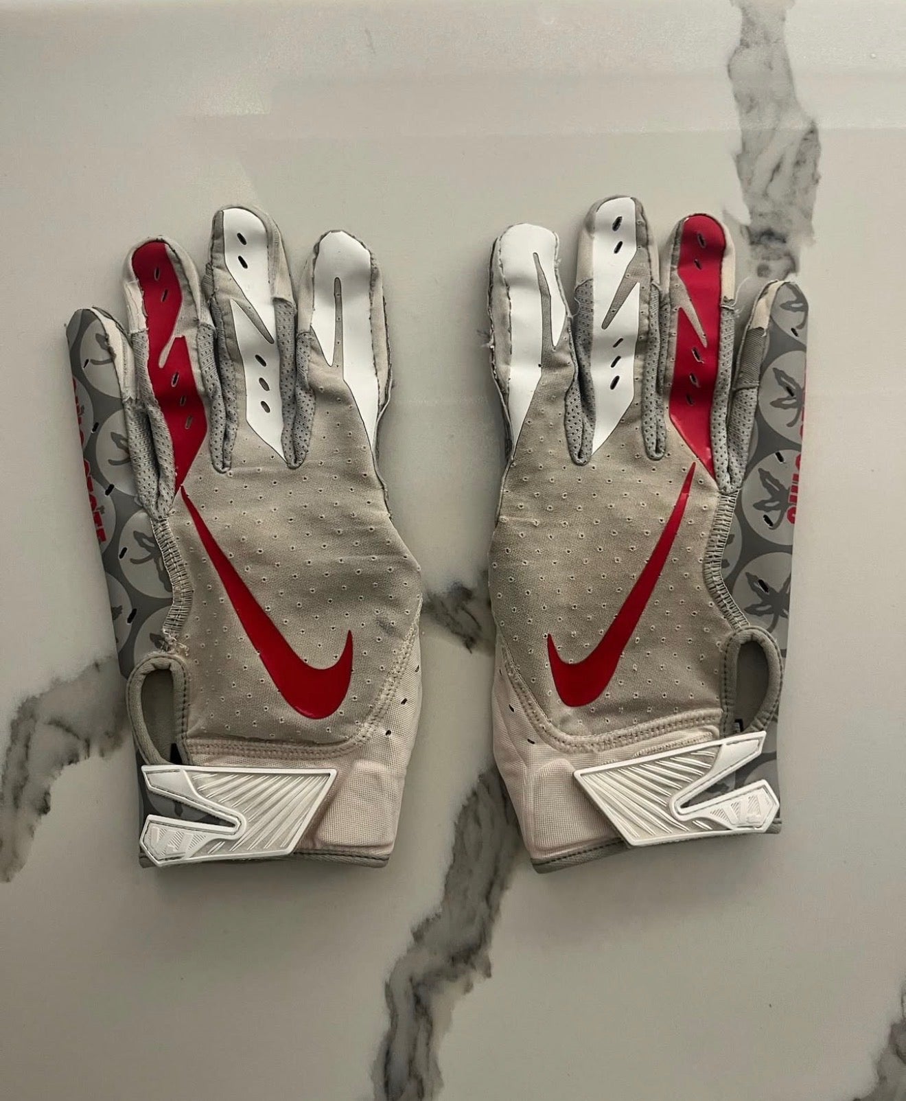 Gray Ohio state football gloves
